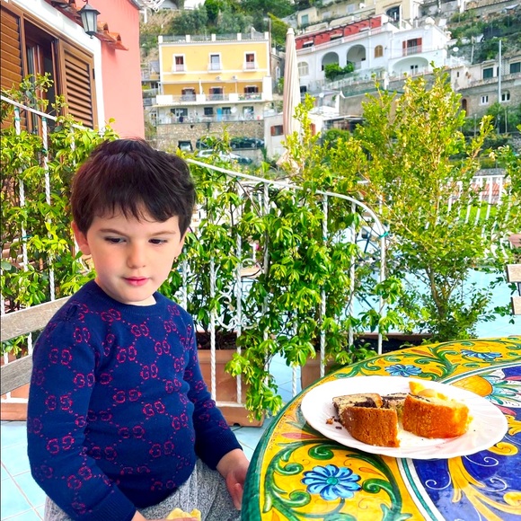 GUCCI GG Print Wool Sweater Boys Girls 3T 4T Navy Red - Picture 6 of 6